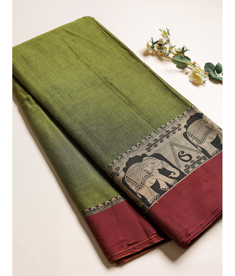 Handloom Cotton Narayanpet Zari Border Fabric