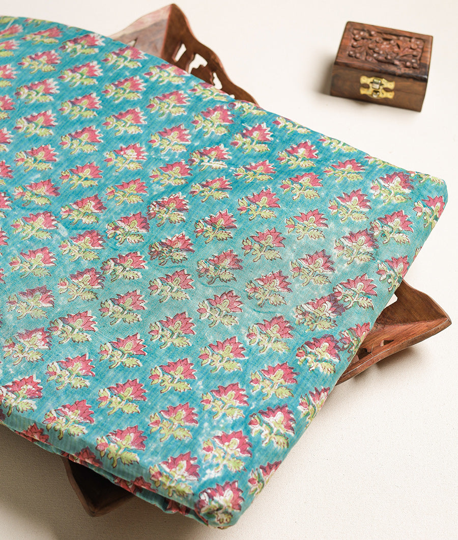 Dupion Silk Handblock Fabric