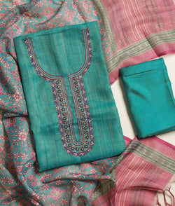 Chanderi tissue embroidered suit set