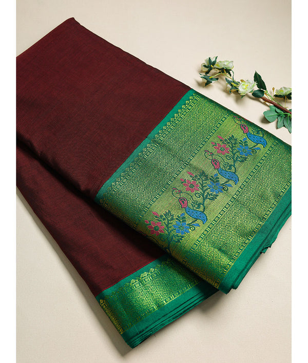 handloom cotton naryanpet zari border fabric