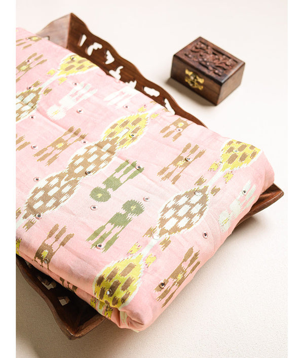 Pure cotton Mirrorwork Printed fabric