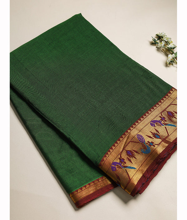 Handloom Cotton Narayanpet Zari Border Fabric