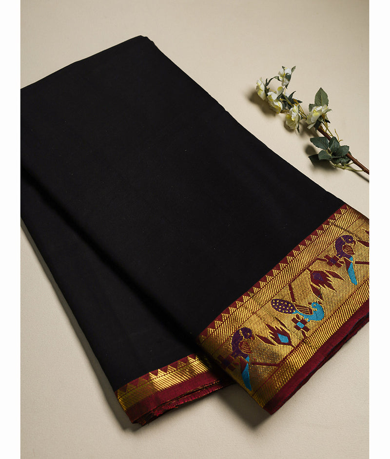 Handloom Cotton Narayanpet Zari Border Fabric