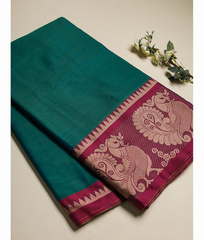 Handloom Cotton Narayanpet Zari Border Fabric