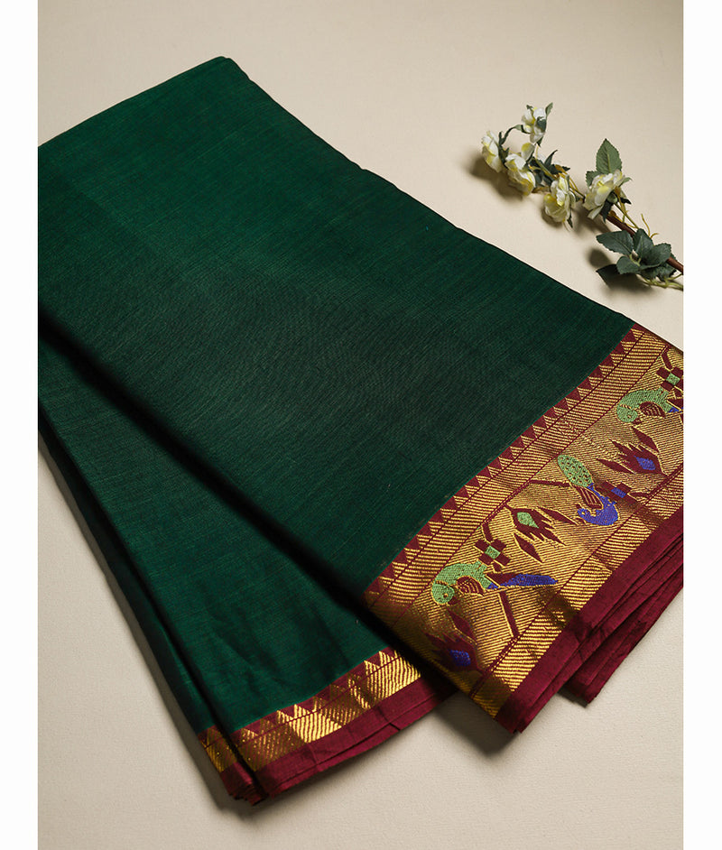 Handloom Cotton Narayanpet Zari Border Fabric