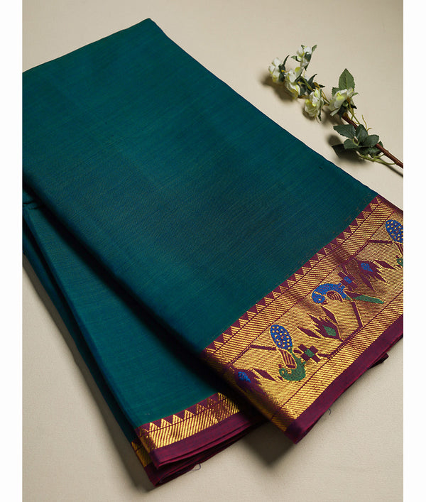 Handloom Cotton Narayanpet Zari Border Fabric