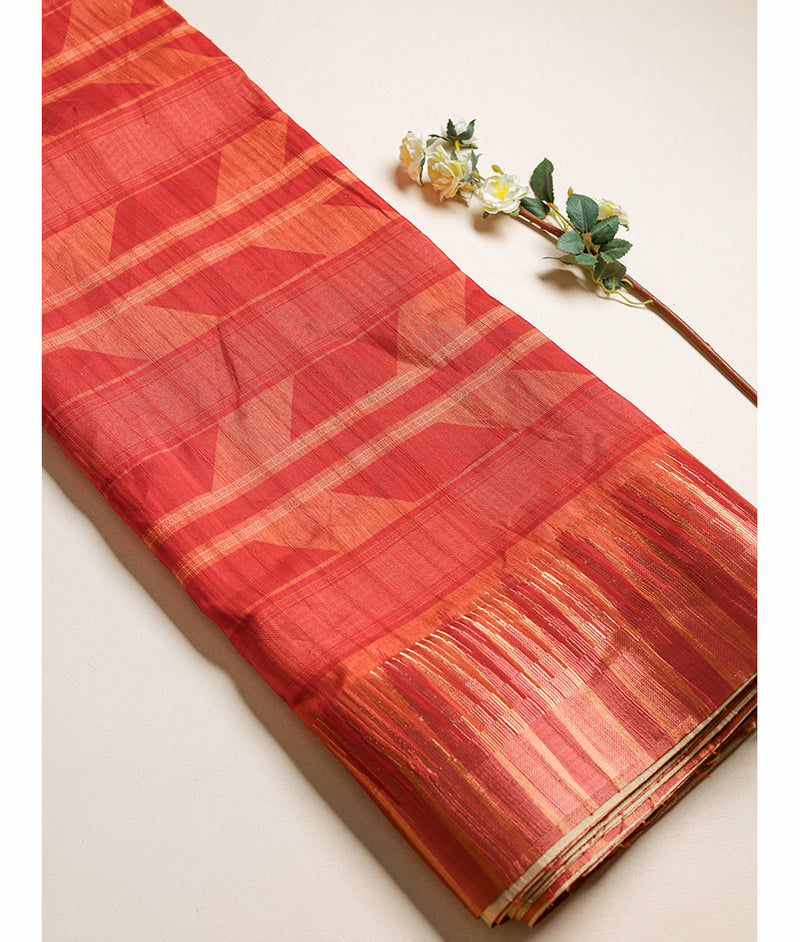 Semi Tussar Temple Border Fabric