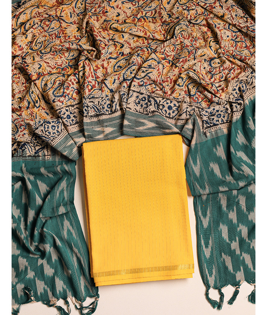 Cotton With ikat kalamkari dupatta