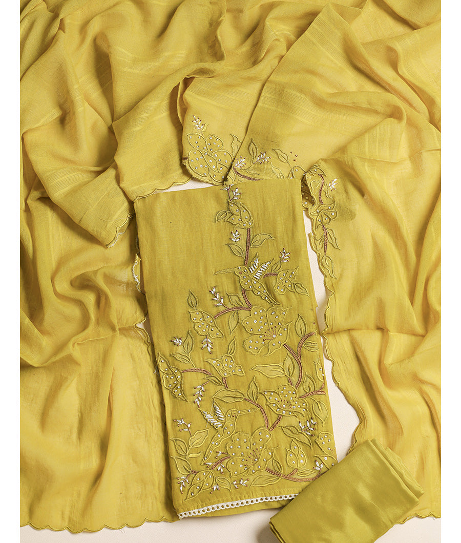 Pure malai chanderi suit set