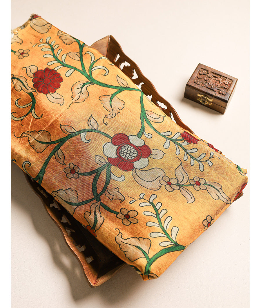 PURE DOLA SILK KALAMKARI FABRIC