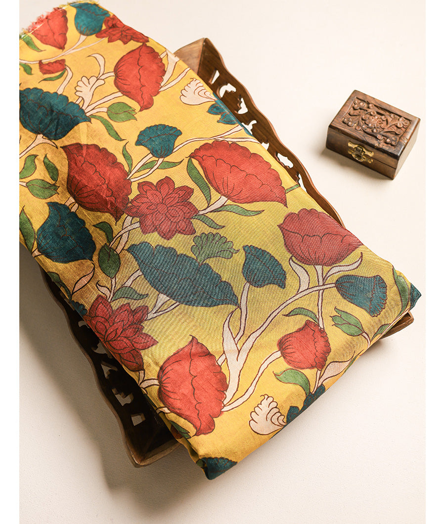 PURE DOLA SILK KALAMKARI FABRIC