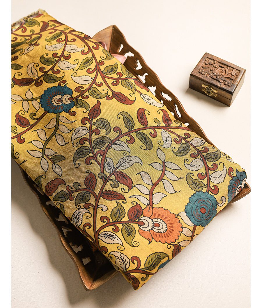 PURE DOLA SILK KALAMKARI FABRIC