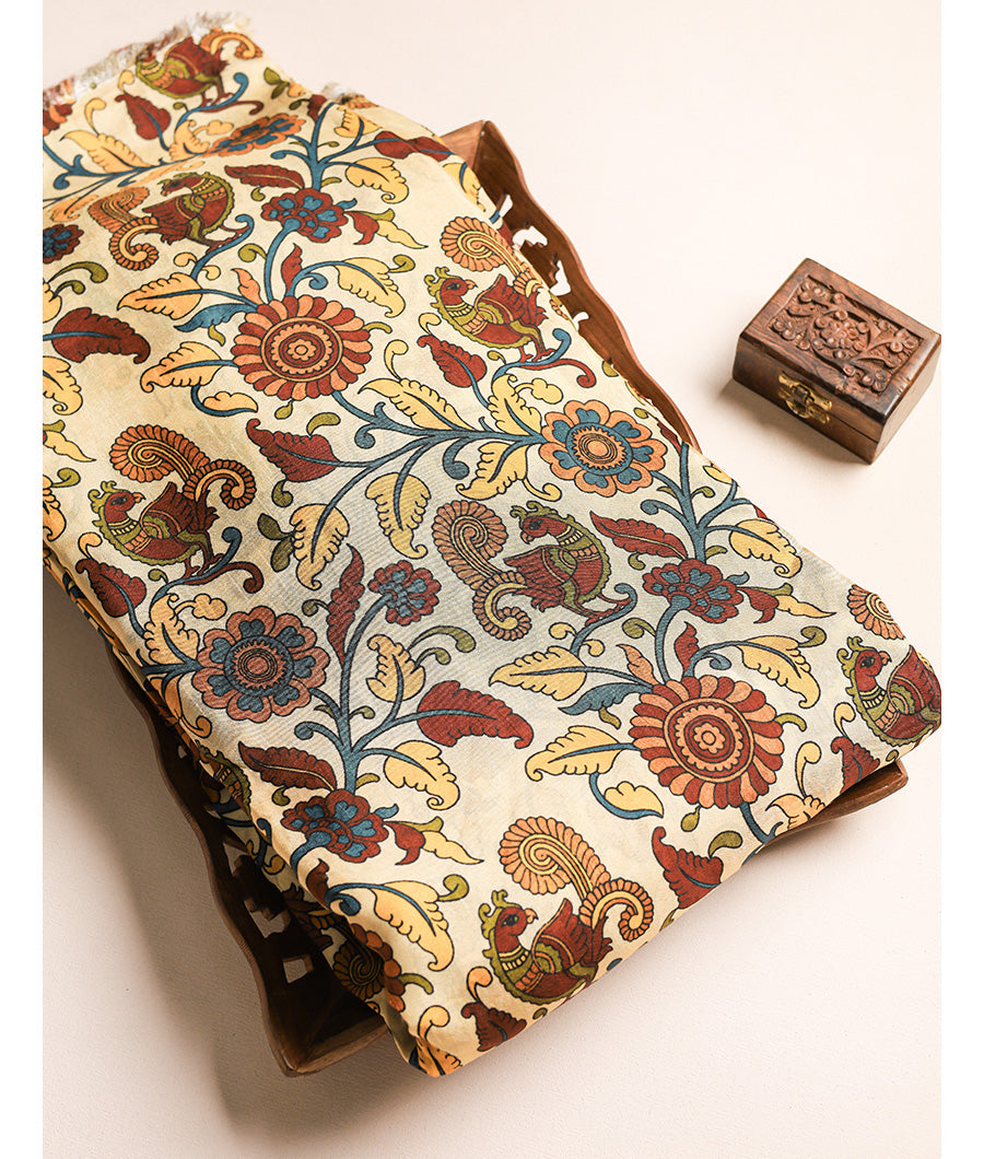 PURE DOLA SILK KALAMKARI FABRIC