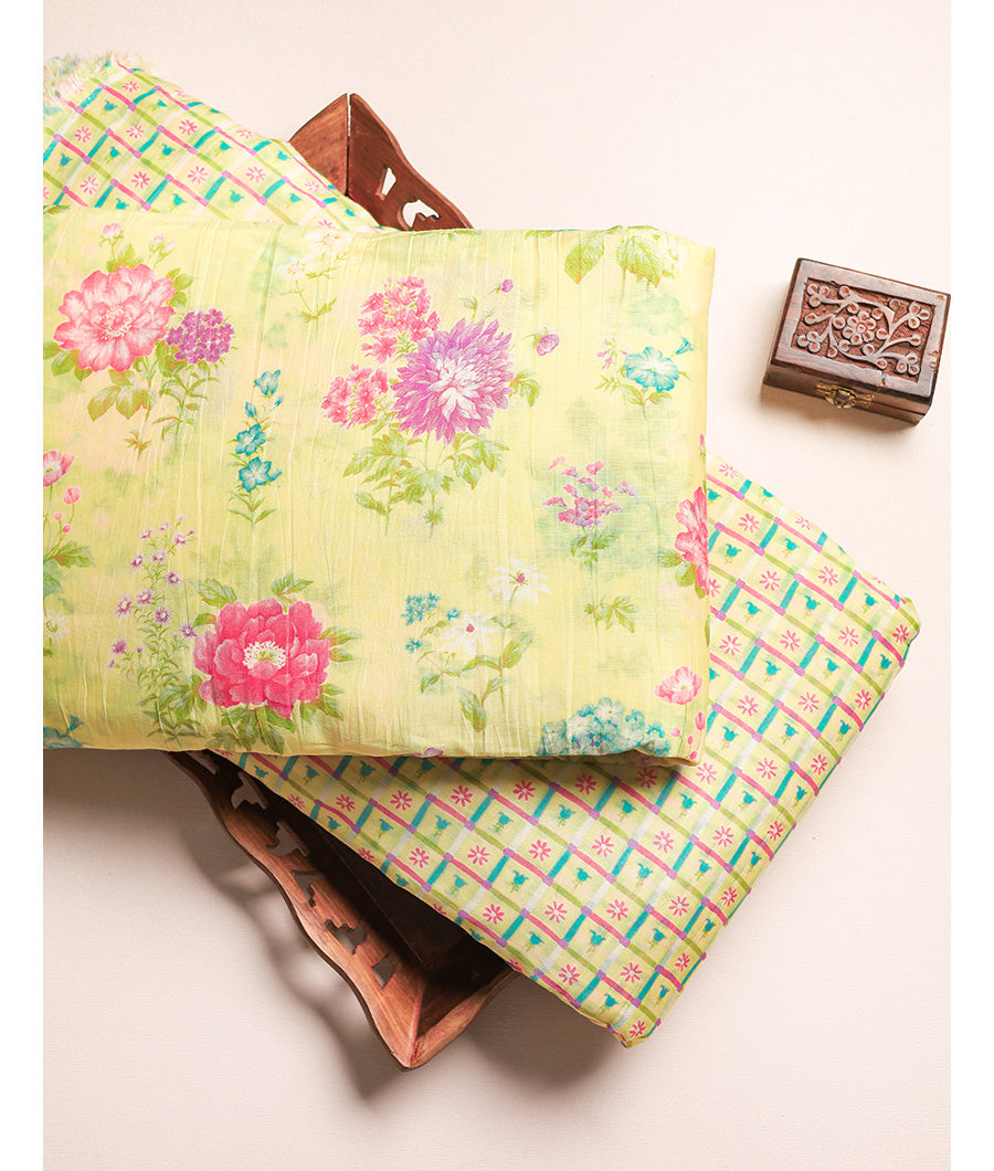 PURE MALAI CHANDERI PRINTED FABRICS