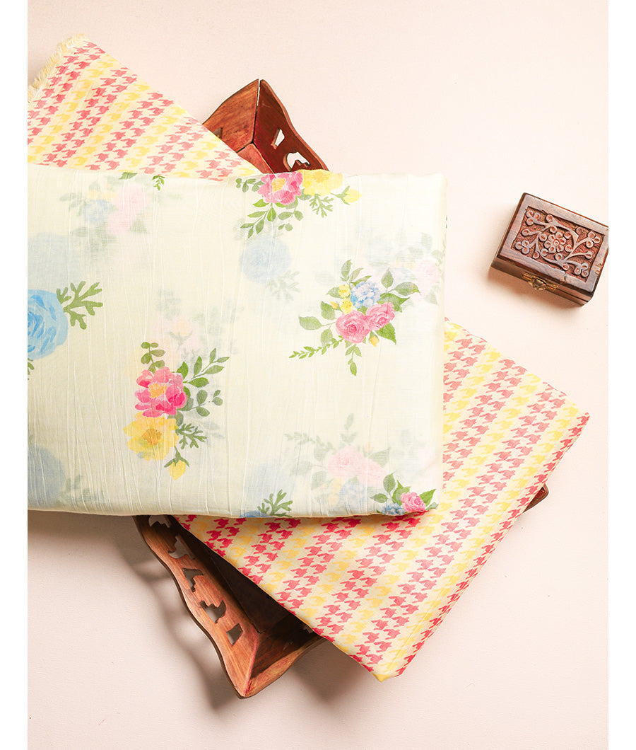 PURE MALAI CHANDERI PRINTED FABRICS