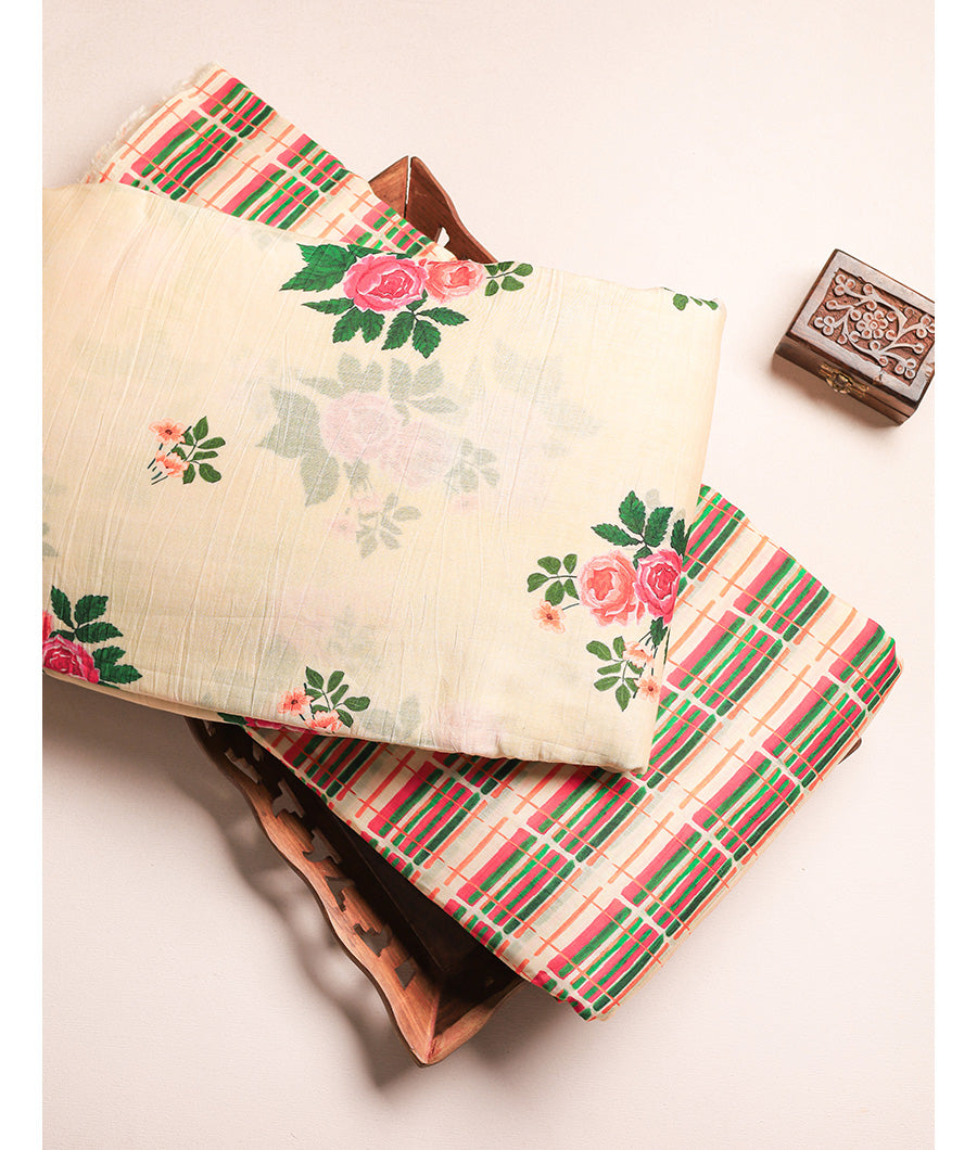 PURE MALAI CHANDERI PRINTED FABRICS