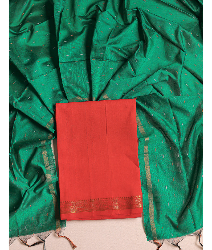 PURE MANAGALGIRI HANDLOOM WITH DUPION SILK DUPATTA