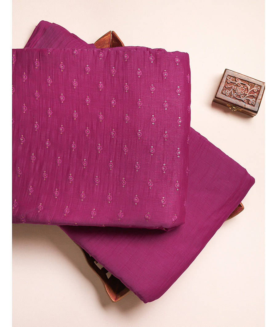 MUL CHANDERI EMBROIDERED FABRIC