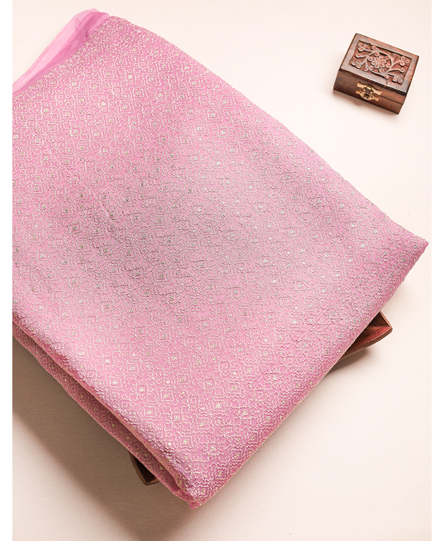 MUL CHANDERI EMBROIDERED FABRIC
