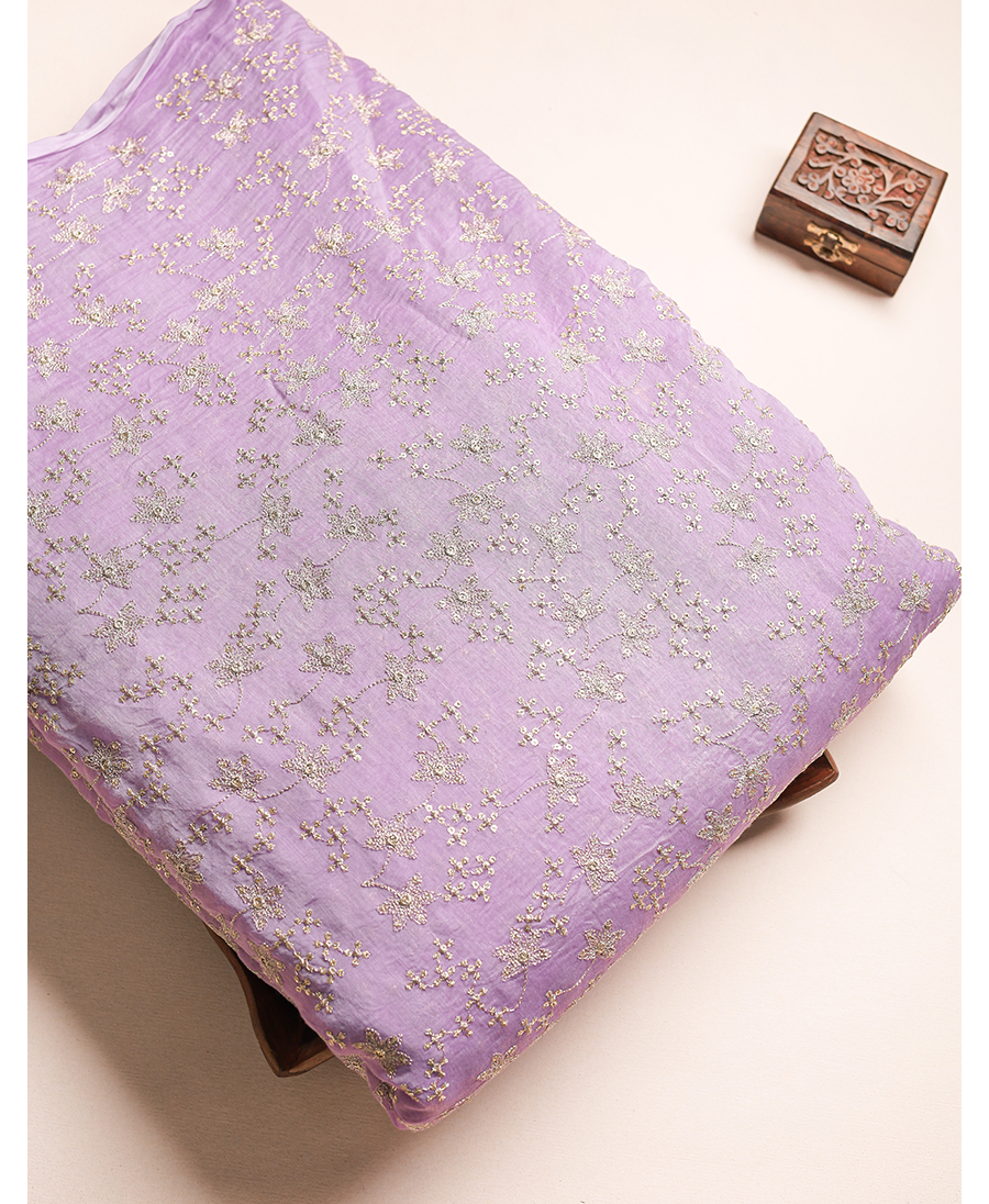 MUL CHANDERI EMBROIDERED FABRIC