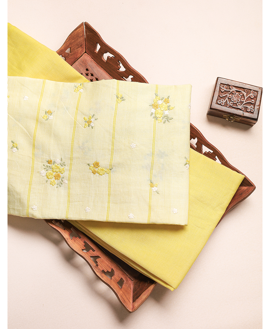 PURE MUL COTTON EMBROIDERED FABRIC