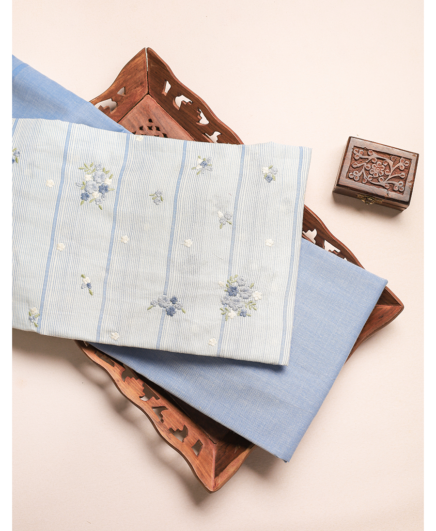 PURE MUL COTTON EMBROIDERED FABRIC