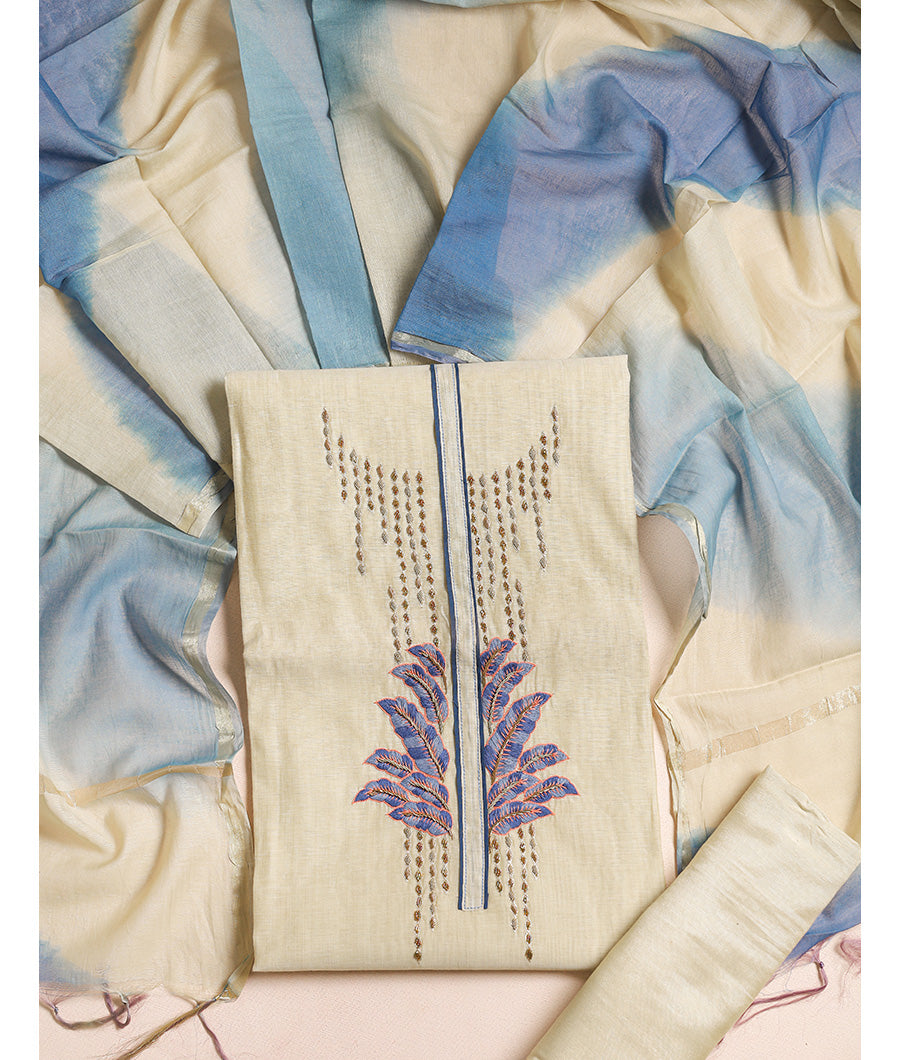 CHANDERI EMBROIDERED SUIT SET