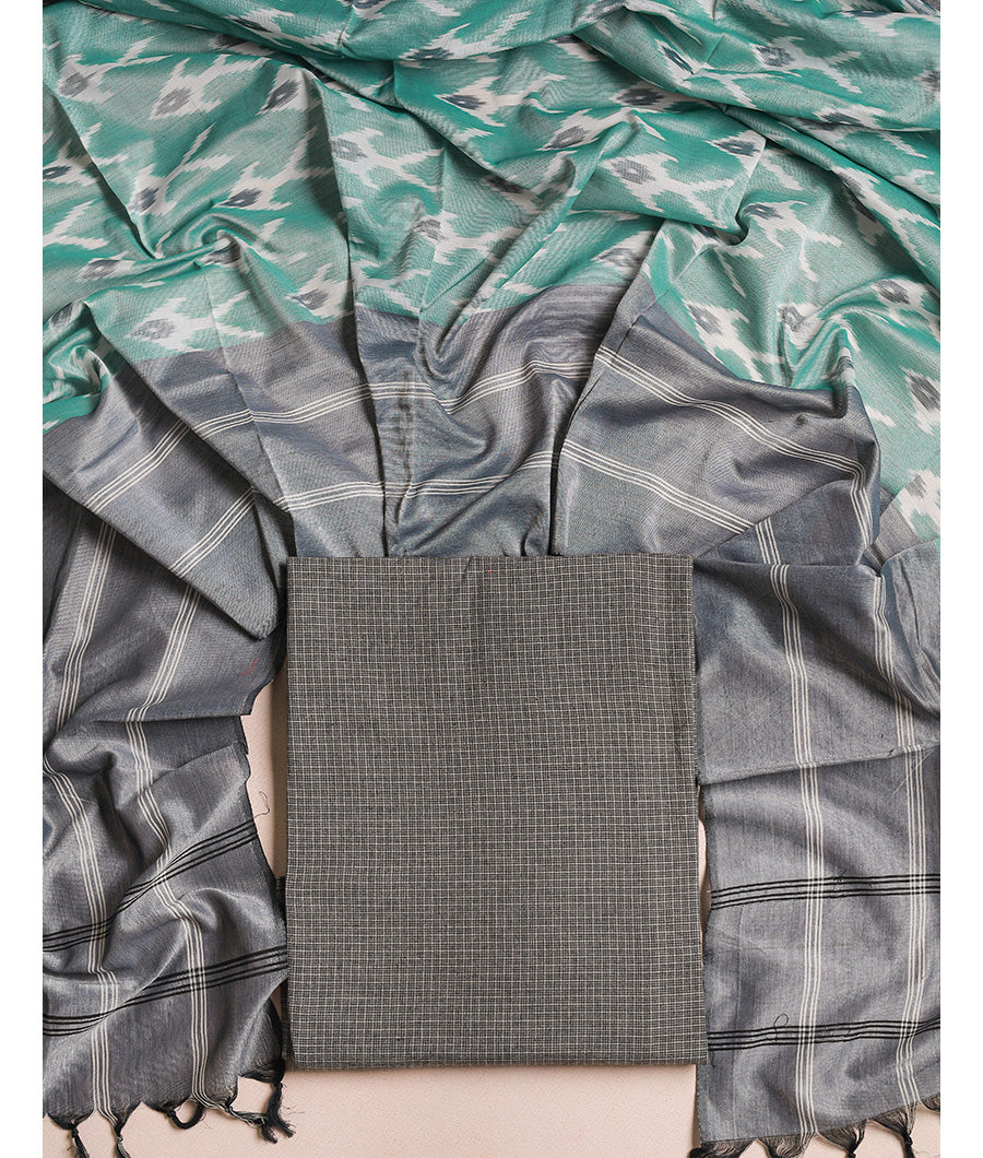 Pure Cotton Woven top with mercidiced handloom ikat dupatta suit set