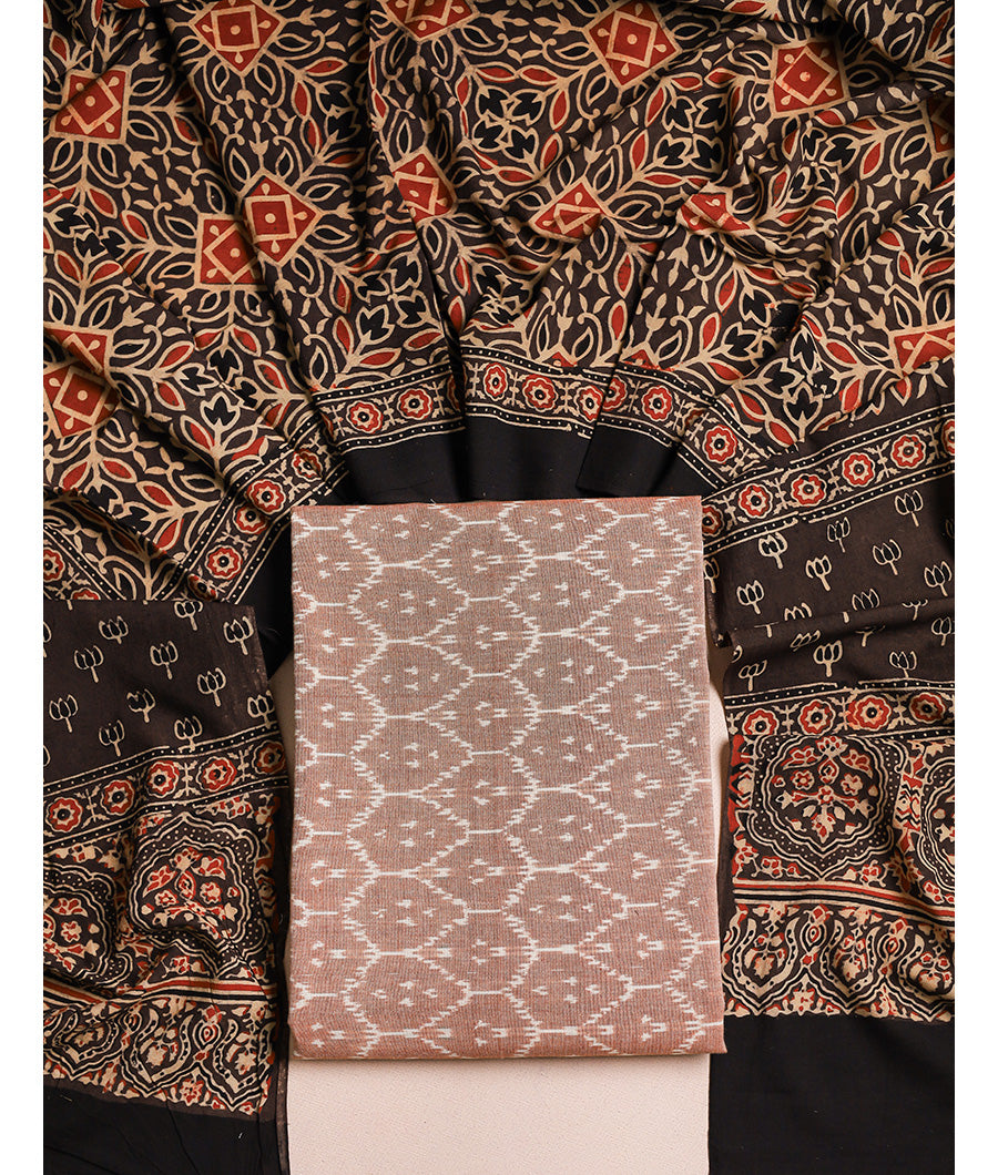 Cotton with ajrakh dupatta suit set