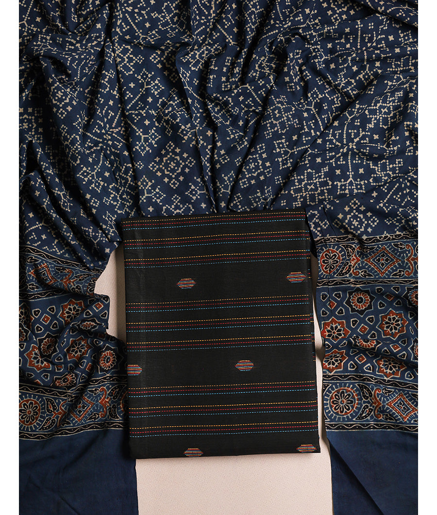 Cotton with ajrakh dupatta suit set
