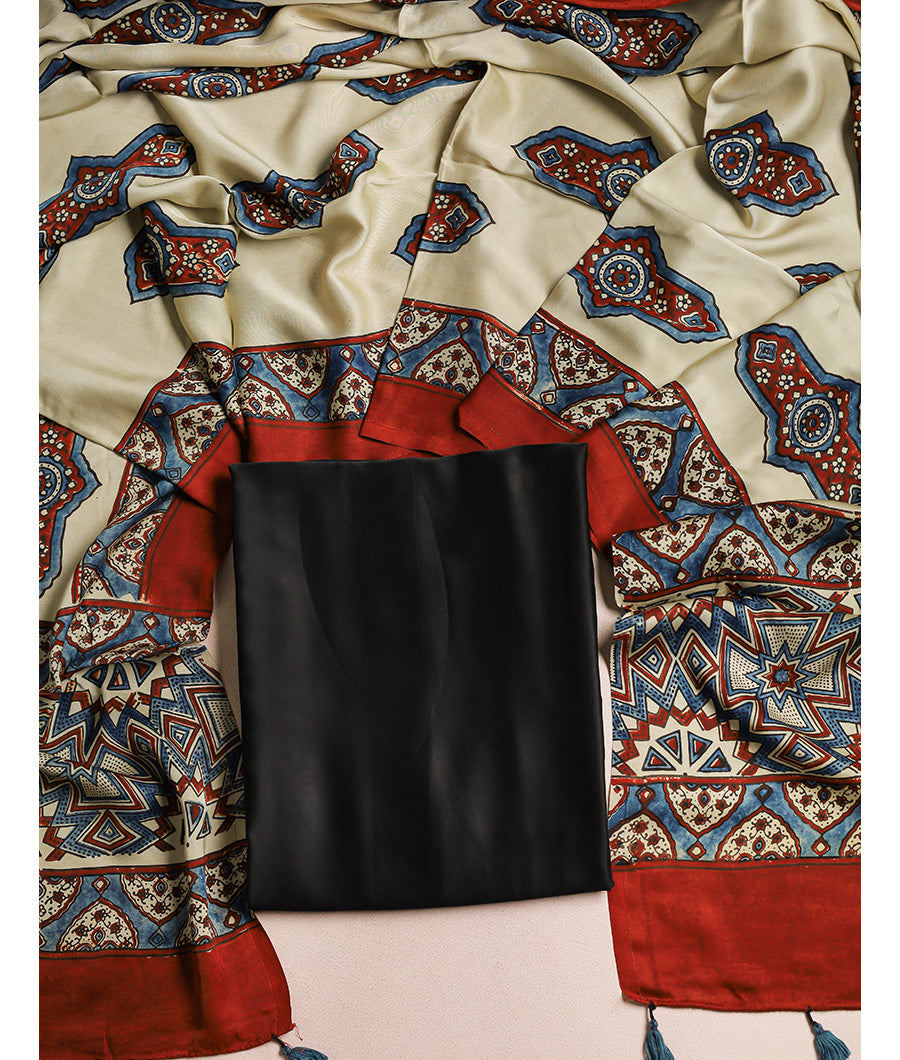 Modal Silk with Ajrakh Modal Silk Dupatta