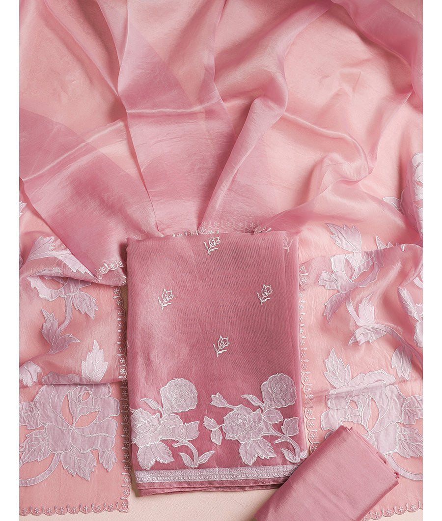 Pure organza applique work suit set