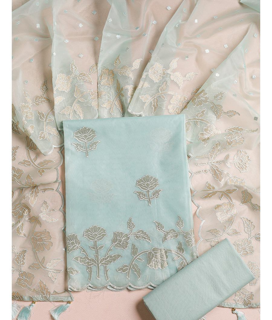 Pure organza applique work suit set