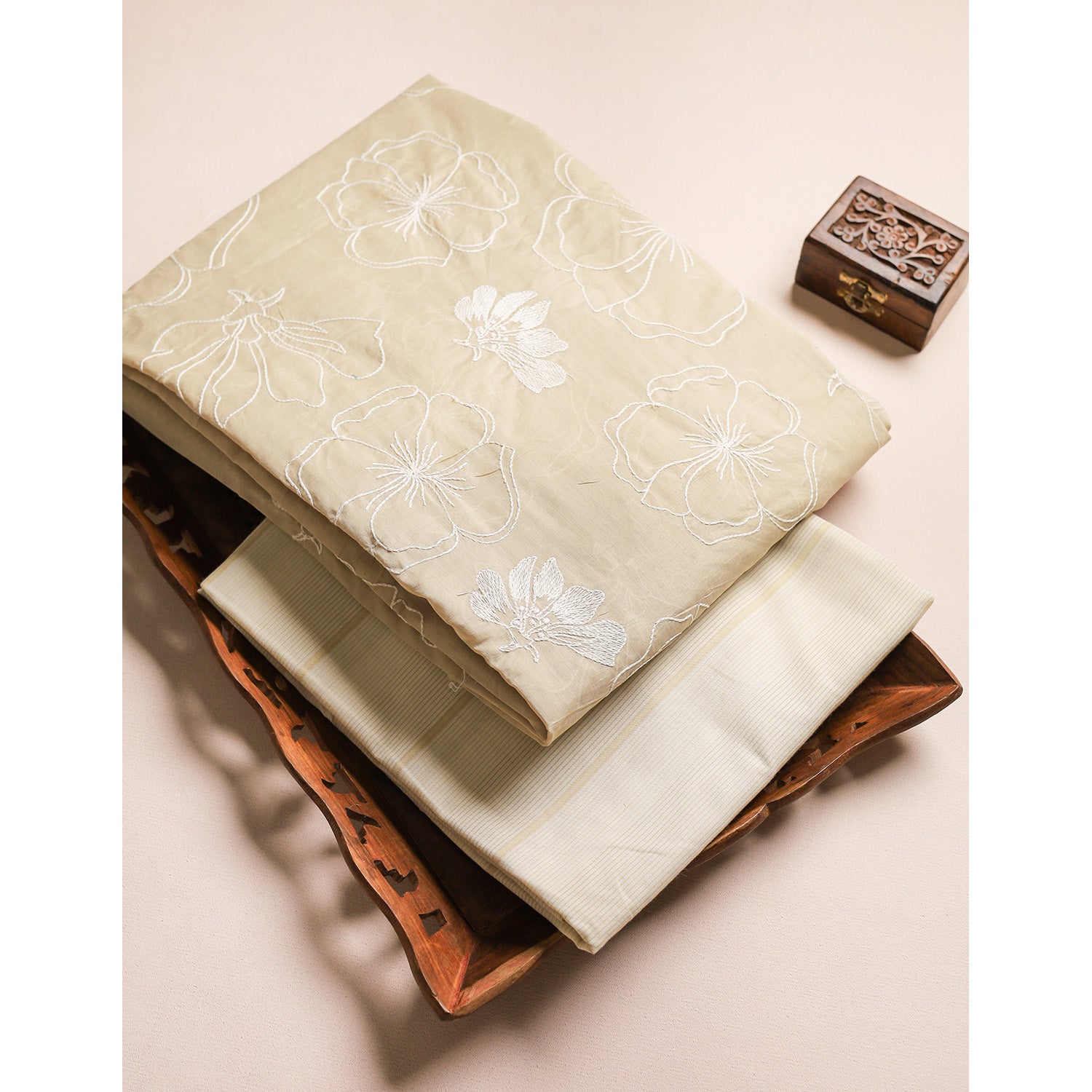 MUL CHANDERI WITH COTTON MUL STRIPES MIX & MATCH