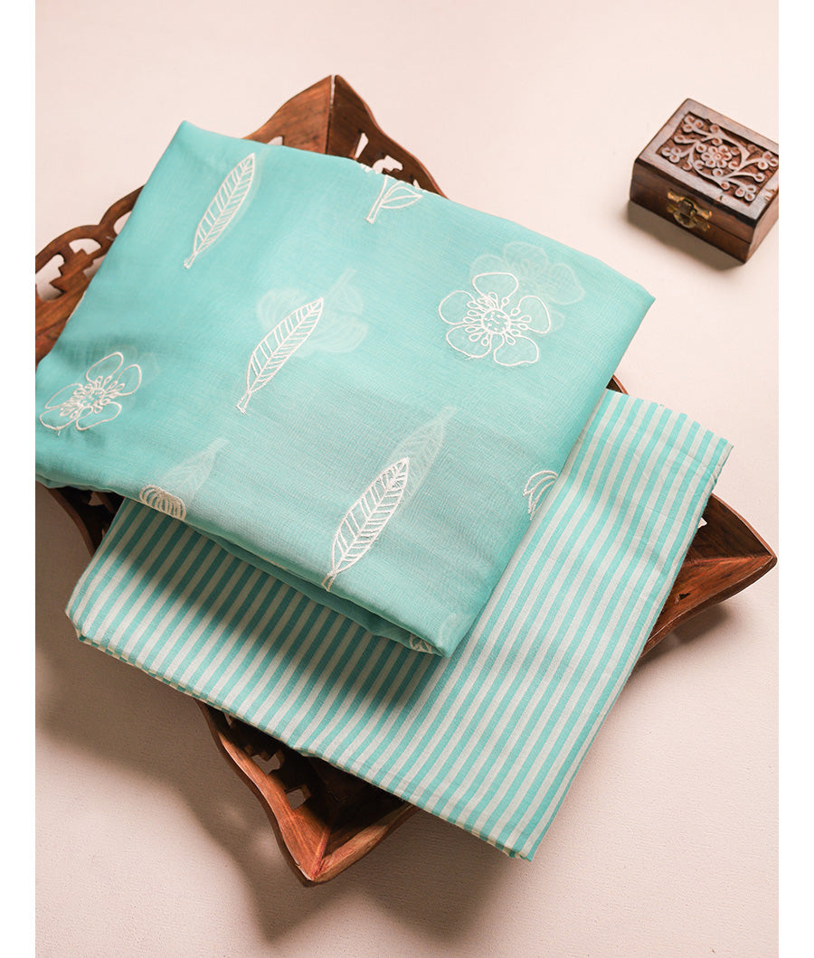 MUL CHANDERI WITH COTTON MUL STRIPES MIX & MATCH