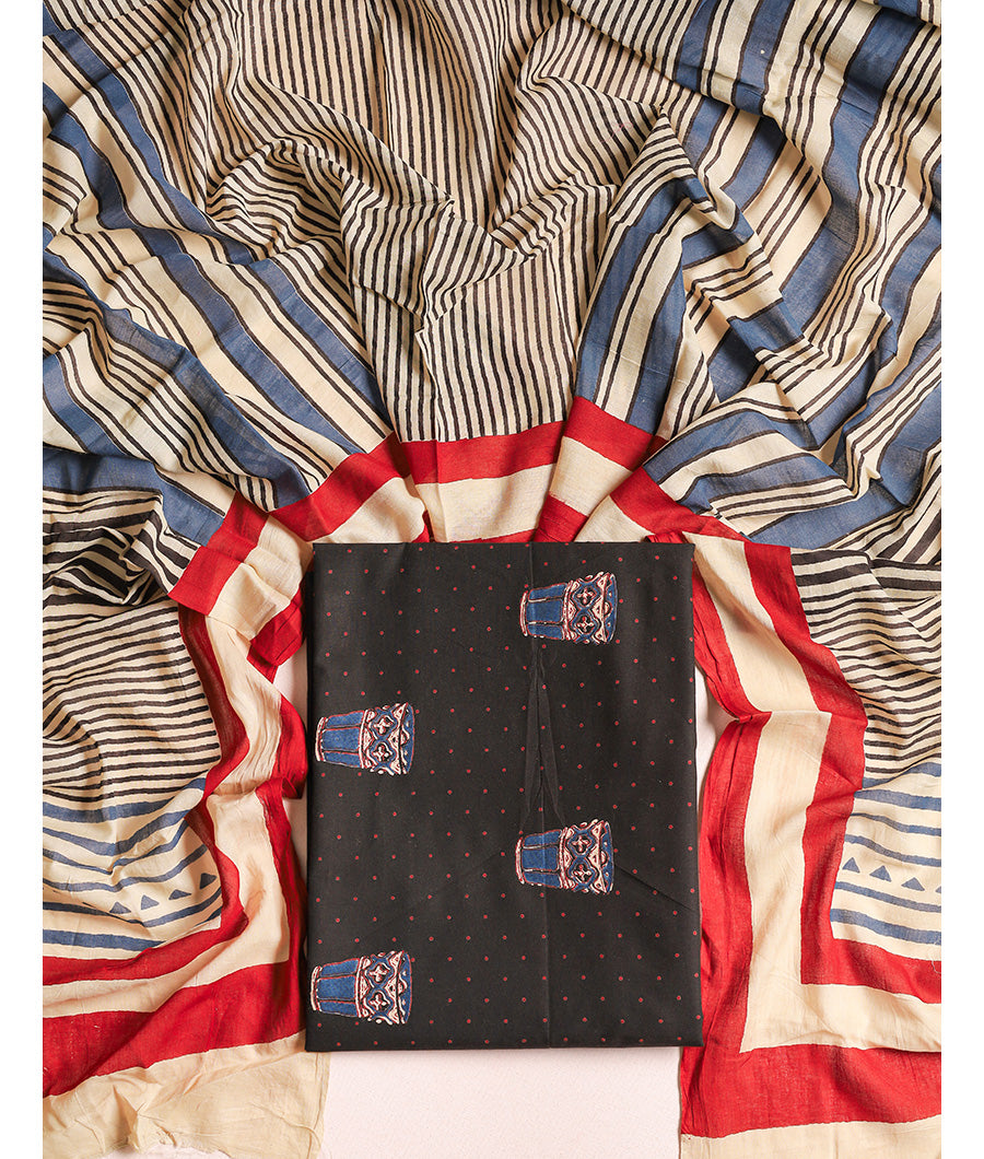 COTTON WOVEN WITH COTTON MUL DUPATTA MIX & MATCH