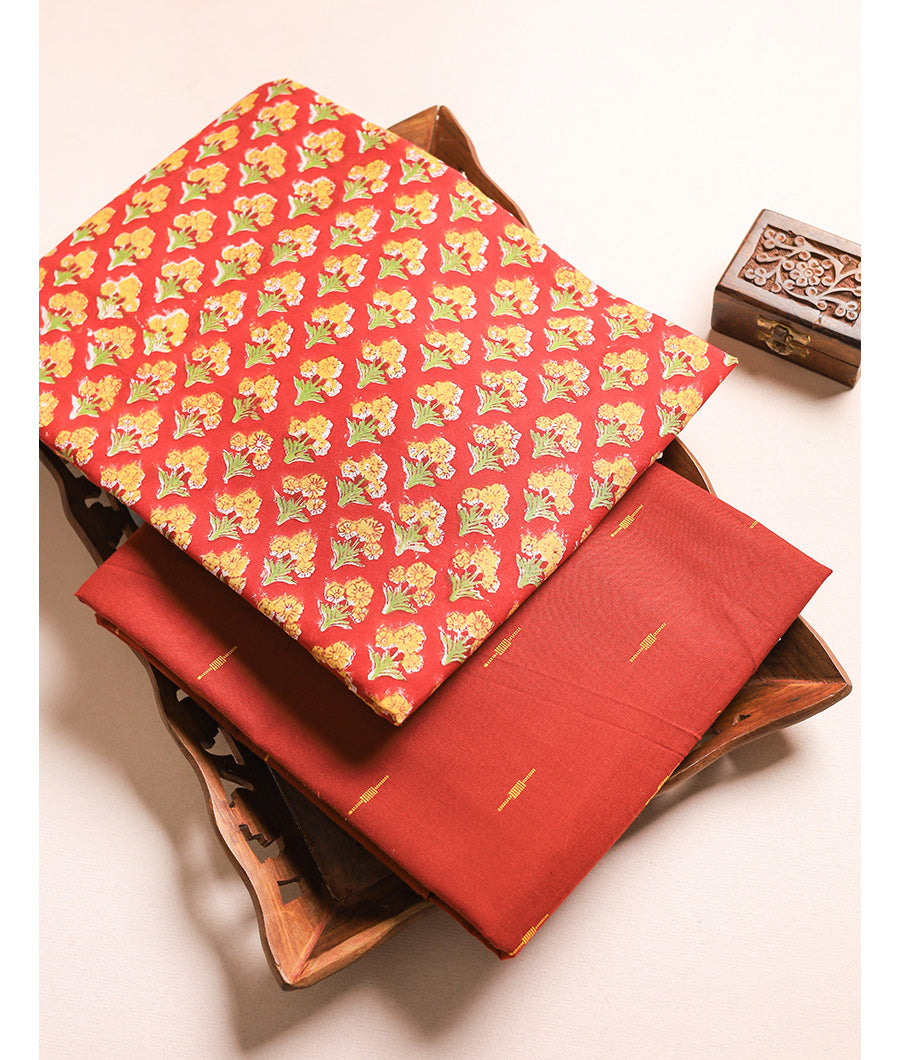 COTTON HANDBLOCK WITH WOVEN MIX & MATCH