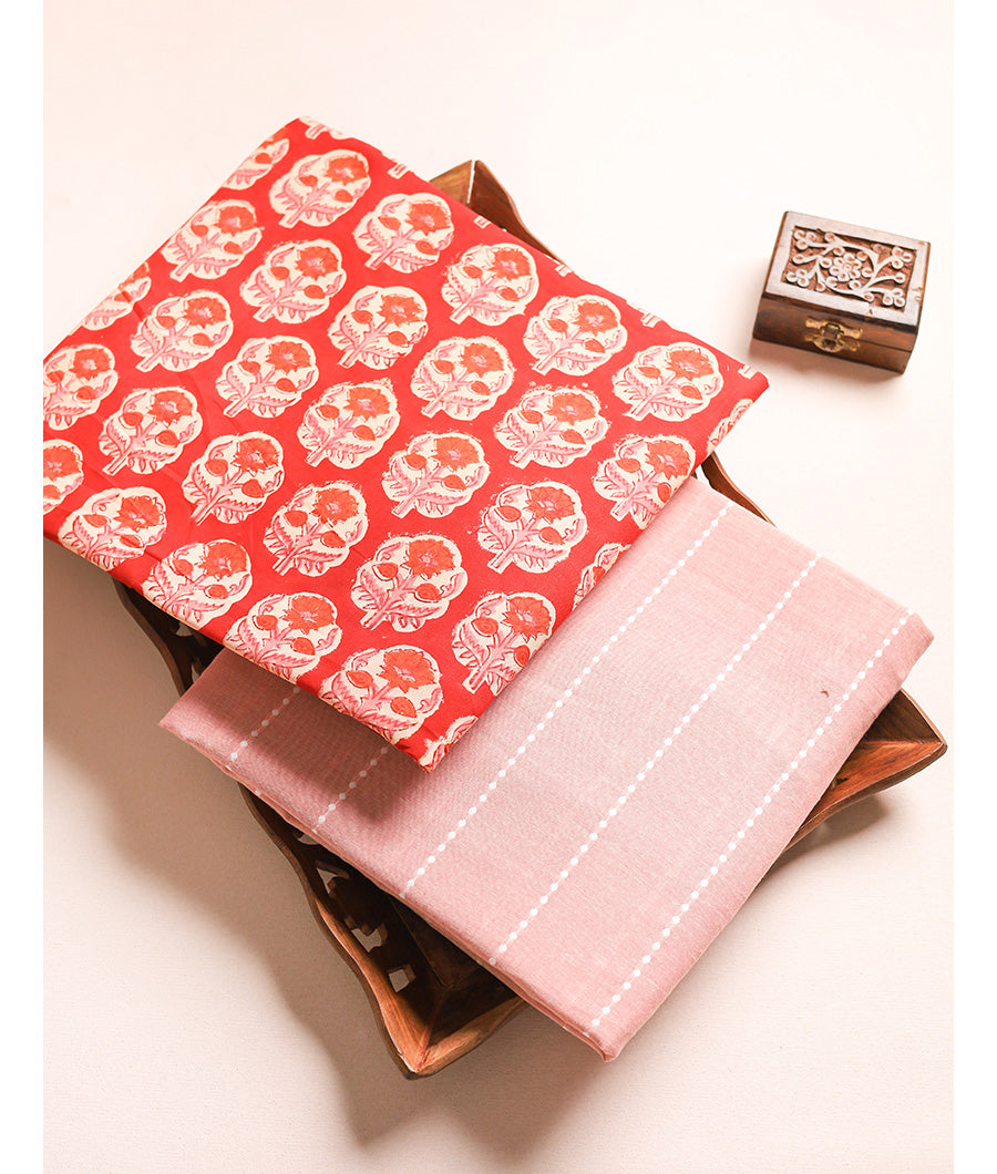 COTTON HANDBLOCK WITH WOVEN MIX & MATCH