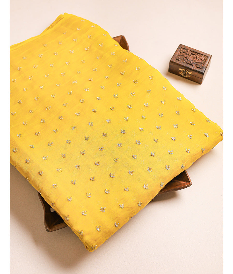 MUL CHANDERI EMBROIDERED FABRIC