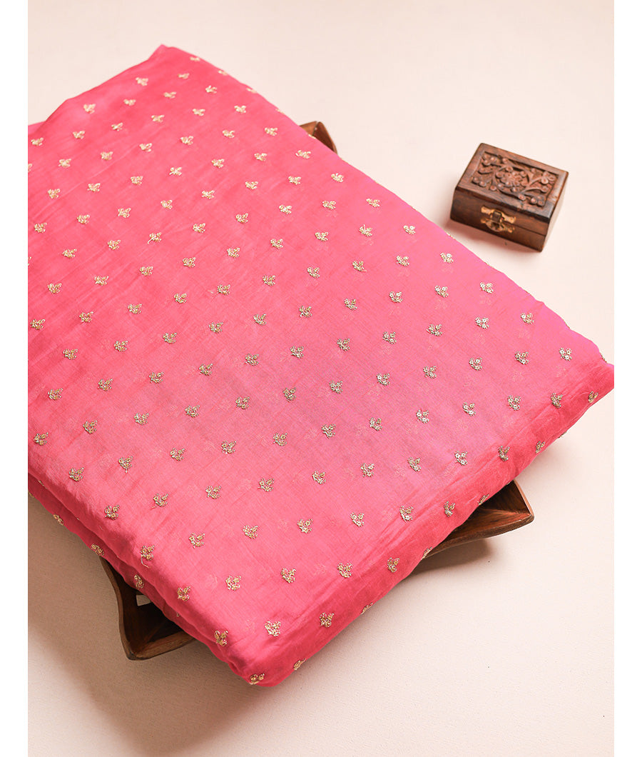 MUL CHANDERI EMBROIDERED FABRIC