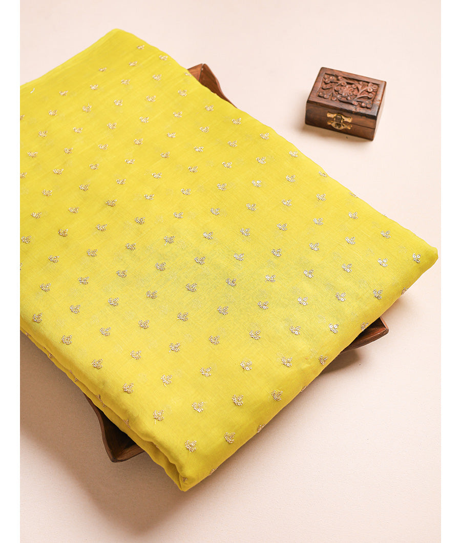 MUL CHANDERI EMBROIDERED FABRIC