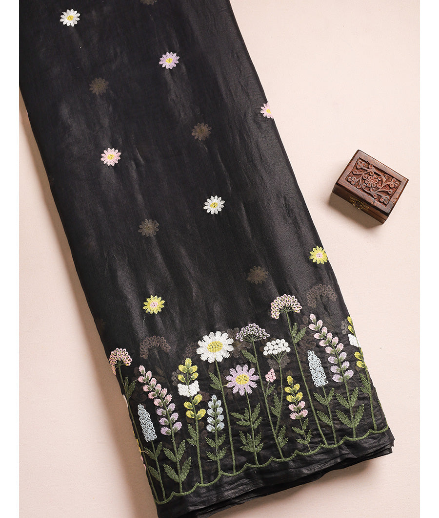 MUL CHANDERI EMBROIDERED FABRIC