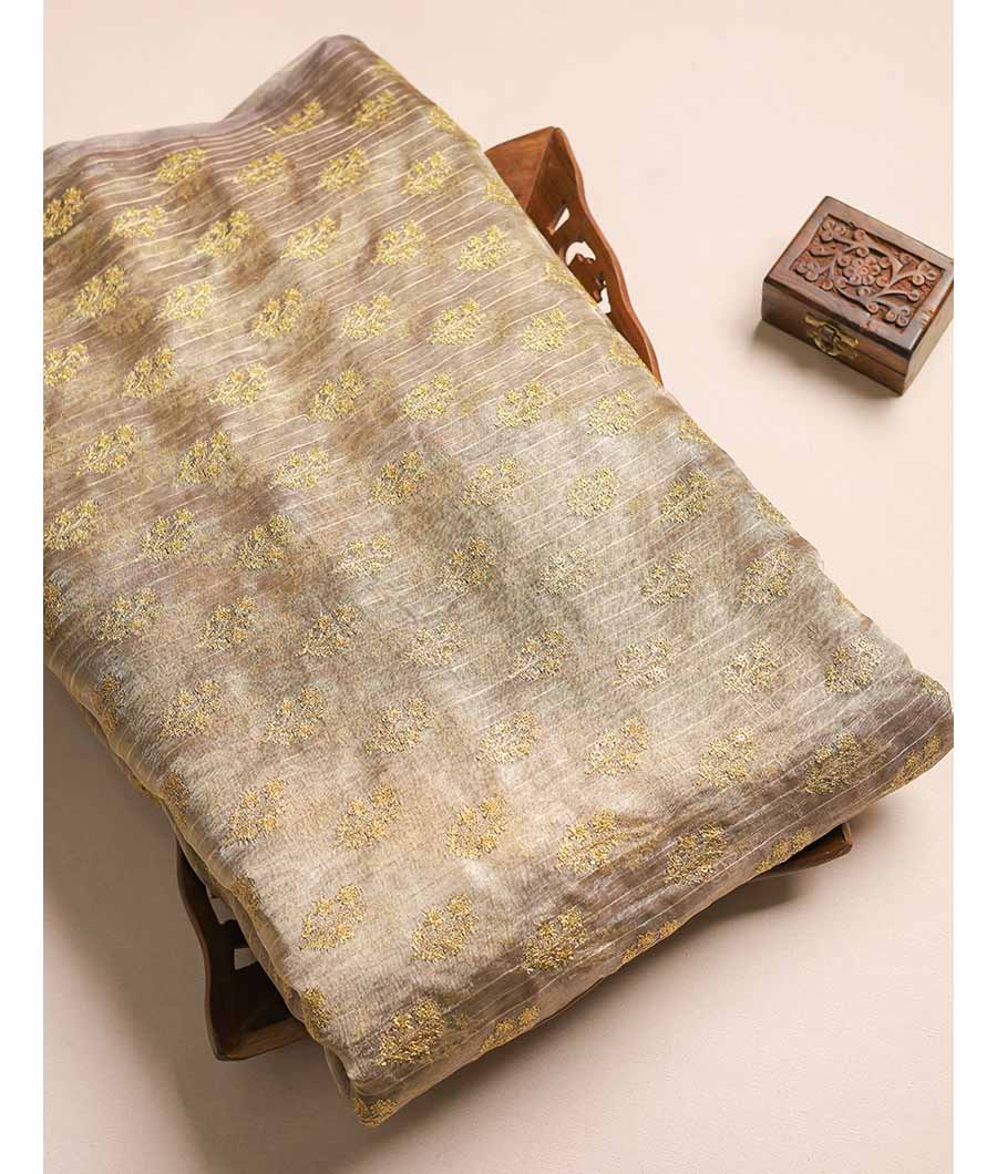 PURE TISSUE GOLD EMBROIDERY FABRIC