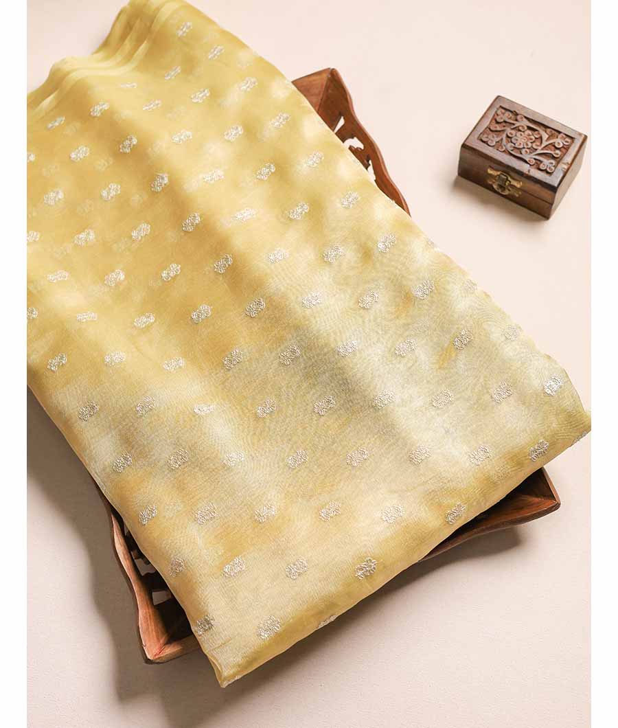 PURE TISSUE GOLD EMBROIDERY FABRIC