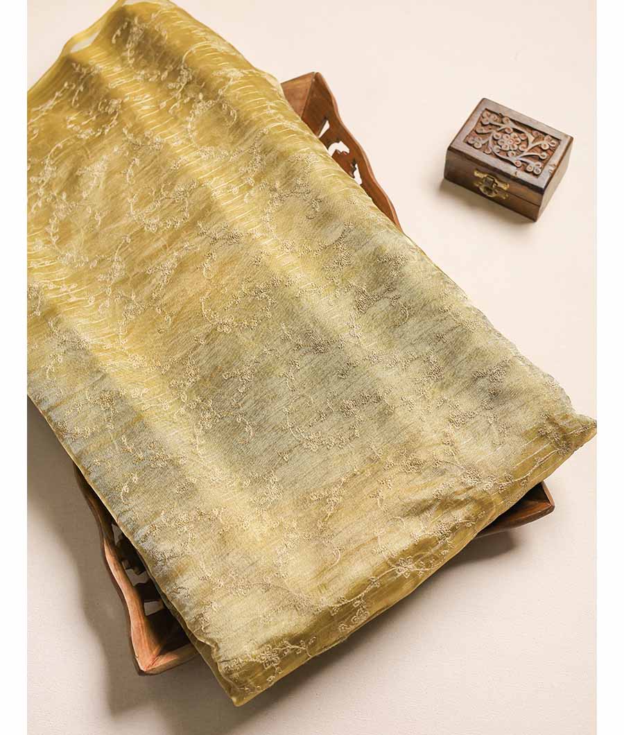 PURE TISSUE GOLD EMBROIDERY FABRIC