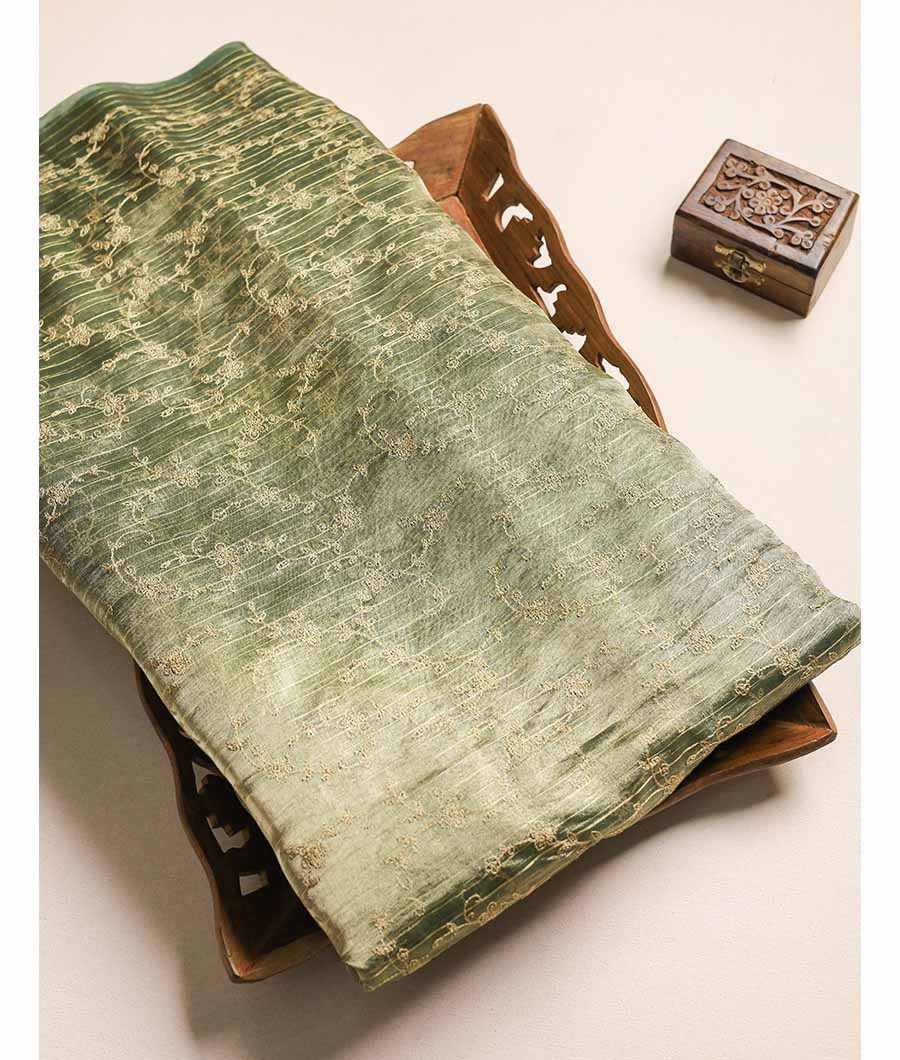 PURE TISSUE GOLD EMBROIDERY FABRIC