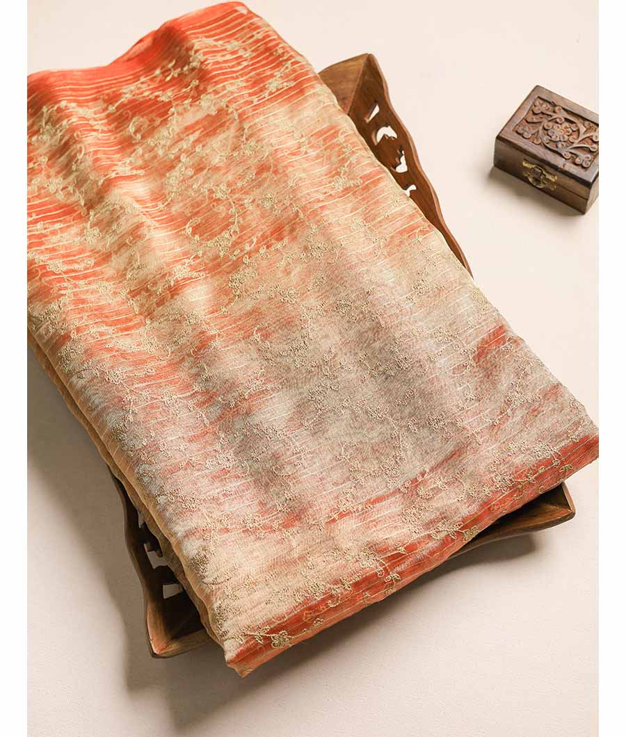 PURE TISSUE GOLD EMBROIDERY FABRIC