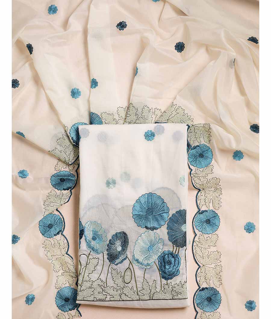 MALAI CHANDERI EMBROIDERY SUIT SET