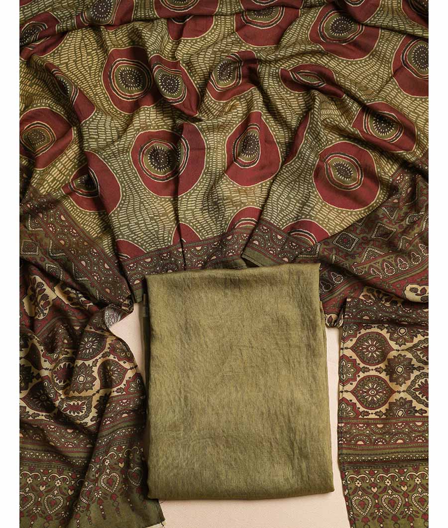 PURE MOGRA CHANDERI SILK AJRAKH SUIT SET