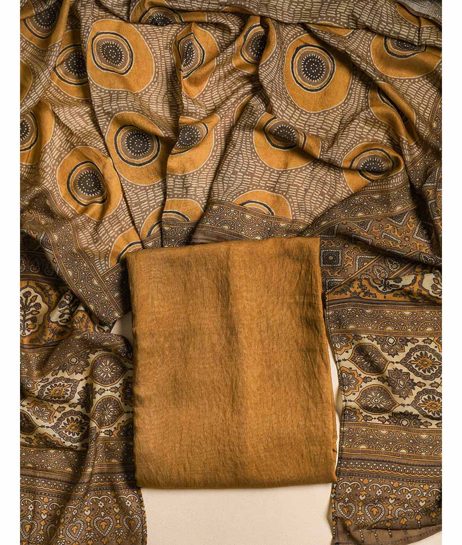 PURE MOGRA CHANDERI SILK AJRAKH SUIT SET